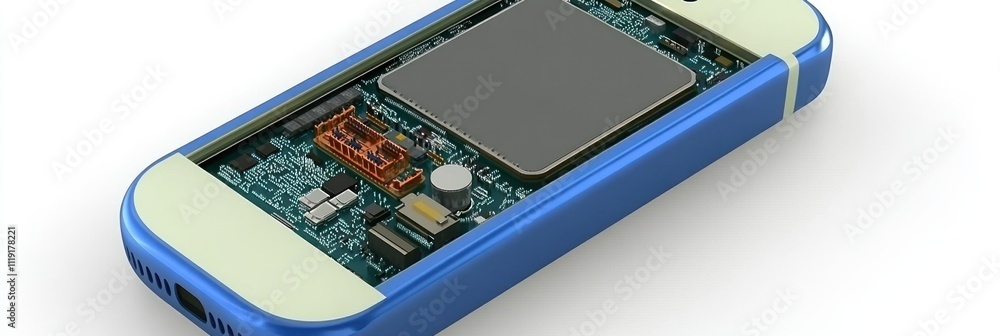 Aufkleber a close-up view of a smartphone's internal circuit board and components.