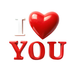 I LOVE YOU text on white