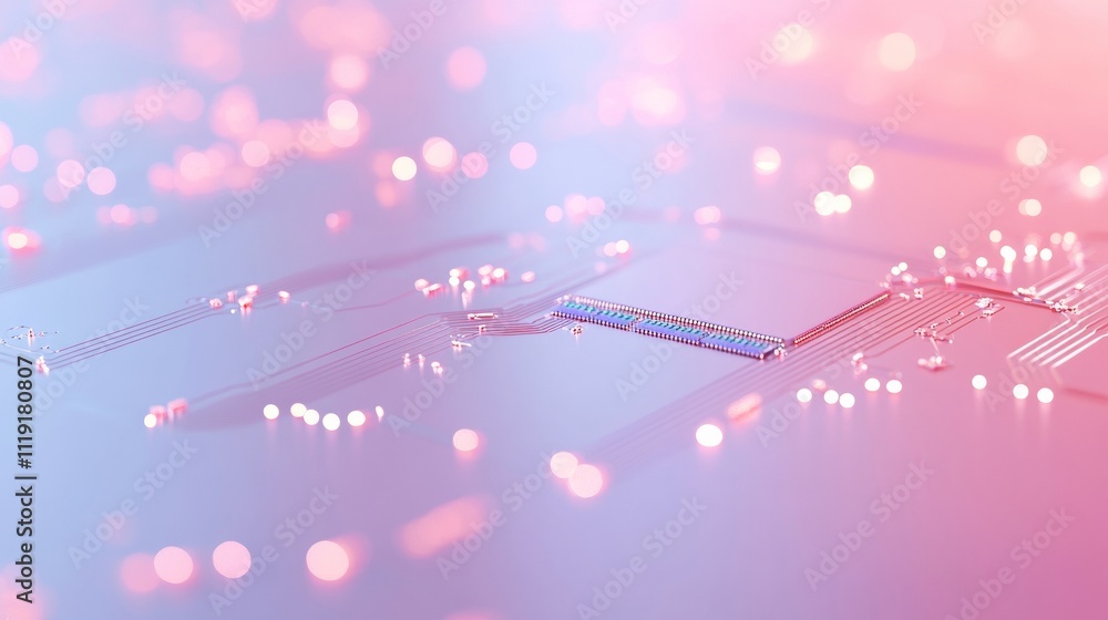 Aufkleber Neon Reflections on Modern Microchips Celebrating Futuristic Memory Technologies in a Festive Abstract Holiday Setting