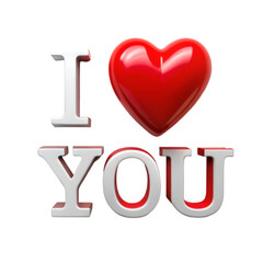I LOVE YOU text on white