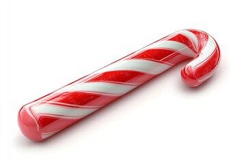 Fototapeta premium Excellent quality, realistic red candy cane isolated on a white backdrop. Generative Ai