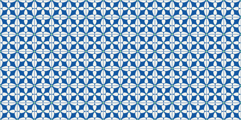 Tessellation tile pattern. Seamless beautiful contemporary Nanyang style pavement texture in vector. Retro print and digital wallpaper resource. Blue green cream 025