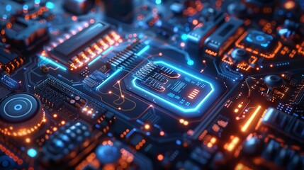 Obraz premium Blue technology sense isometric illustration scene.