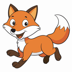 Happy Fox on the Run Cartoon Illustration