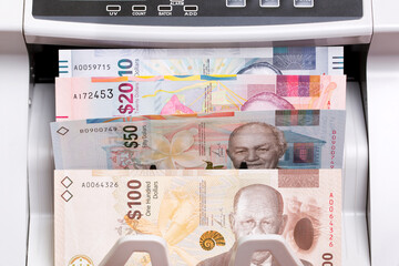 Bahamian dollar in the counting machine