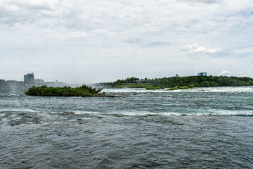 streams of the Niagara River beautiful landscape with cloudy sky