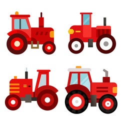 Red tractor icon vector illustration
