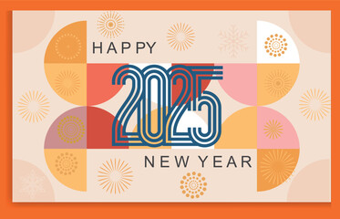 2025 happy New Year. Greeting banner, flyer, poster with geometric symbols of Christmas vector