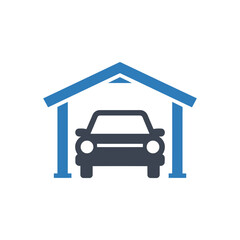 Car in garage icon