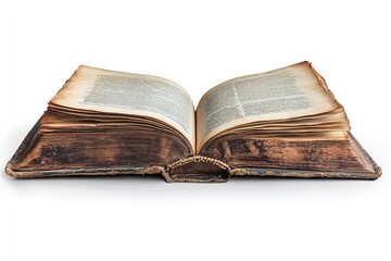 Excellent quality, realistic open book isolated on a white backdrop. Generative Ai