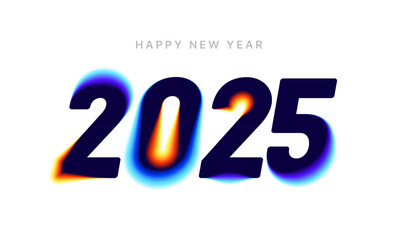 2025 logo design with colorful gradient mesh. 2025 number design for New Year. Sign for social media, postcard, poster or banner. 