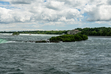 streams of the Niagara River beautiful landscape with cloudy sky