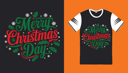 A Simple Merry Christmas Typography T-shirt Design.