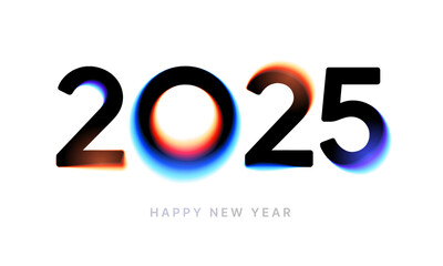 2025 logo design with colorful gradient mesh. 2025 number design for New Year. Sign for social media, postcard, poster or banner. 
