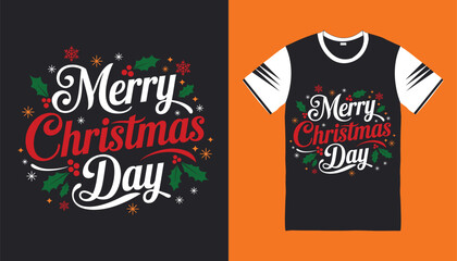 A Simple Merry Christmas Typography T-shirt Design.