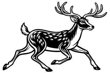 Fototapeta premium Beautiful deer painted isolated hand drawn vector art illustration