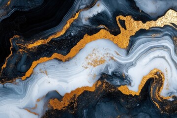 Obraz premium Abstract black, white, gold marble texture. Ideal for luxury branding, elegant designs, and sophisticated backgrounds.