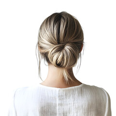 Naklejka premium Woman with Blonde Hair in Low Bun, Back View