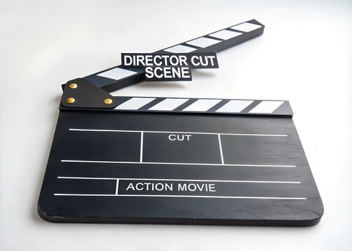 Director cut slate used for filming action movie scenes on set