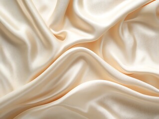 Obraz premium Creamy beige silk fabric with elegant drapes and folds.