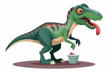 Dinosaur sitting statuette close up isolated on a white background vector illustration