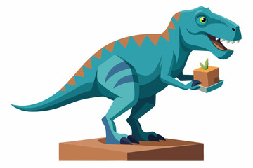 Dinosaur sitting statuette close up isolated on a white background vector illustration