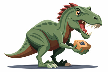 Dinosaur sitting statuette close up isolated on a white background vector illustration