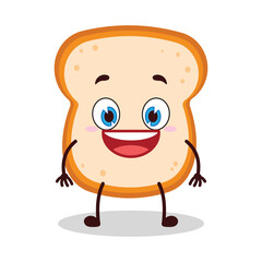 cute happy expression of bread cartoon character