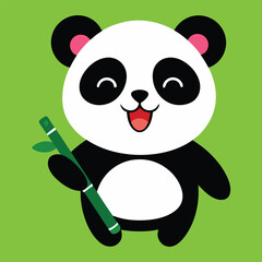 Cute Panda With Bamboo