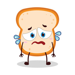 cute depressed expression of bread cartoon character