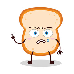 cute weird expression of bread cartoon character