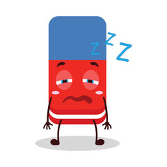 cute sleepy expression of eraser cartoon character