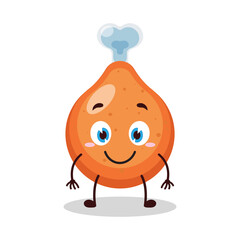 cute smile expression of chicken drumstick cartoon character