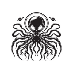 Martian alien Silhouette - Illustration of Martian aliens - Minimalist alien Vector.