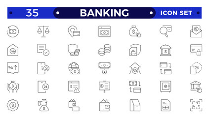 Banking icon set with money; bank; check; law; auction; exchange; payment; wallet; deposit; piggy; calculator; web icon. Containing policy; needs; community; government employee; public finance; icon.