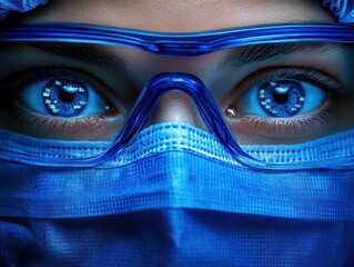 A healthcare specialist developing AI diagnostic tools, theme of innovation in medicine, close up, digital health lab, futuristic, Overlay, smart hospital backdrop