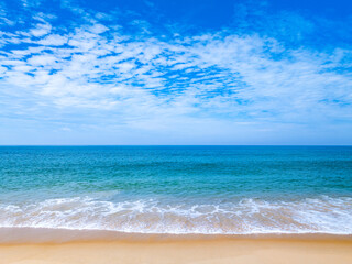 Amazing sea surface in summer season background,Nature waves sea beach background,High angle view waves seascape nature view,Wide angle drone shot,Top view beach sand