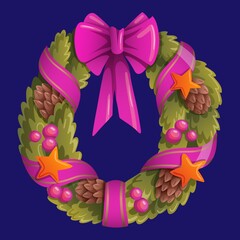 Christmas wreath with toys vector illustration