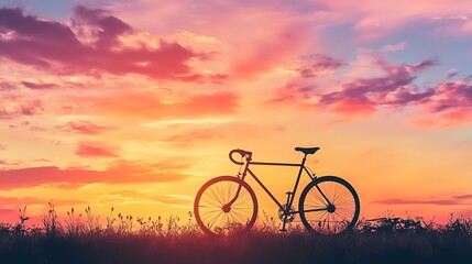 Fototapeta premium bike on sunset