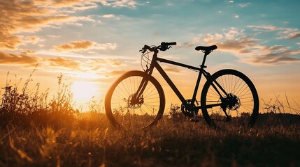 Fototapeta premium bike on sunset