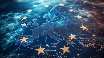 i want Europe with stars and cybersecurity NIS2 the main subject
