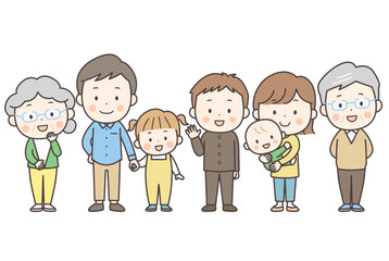 様々な年代の家族のベクターイラスト素材