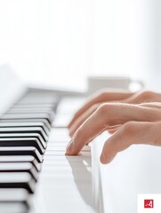 Obraz premium Warm Melodies Close-Up of Hands Playing Piano in Cozy Ambiance