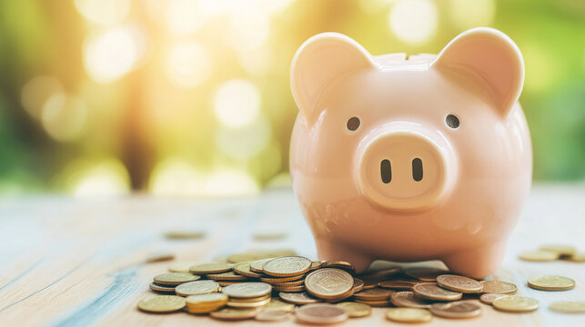Broken piggy bank with coins scattered around, symbolizing financial struggle and the need for careful budgeting and saving.
