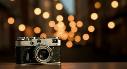 Vintage Camera with Bokeh Background for Advertisement