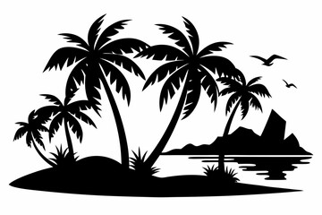 Beach Silhouette Vector Art Design