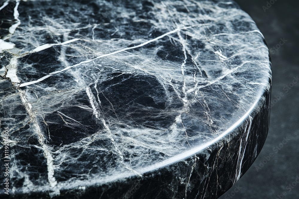 Aufkleber elegant black marble table with intricate patterns and smooth finish showcased in a minimalist setti