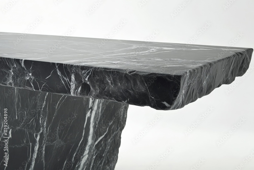 Aufkleber sleek black marble table showcasing modern design with sharp edges and refined craftsmanship in a mi