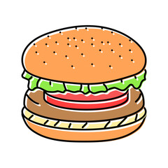 veggie burger vegan food color icon vector. veggie burger vegan food sign. isolated symbol illustration