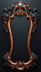 Ornate Gold And Black Frame With Floral Design